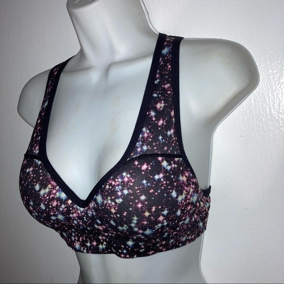 Pink Victoria’s Secret Galaxy Print Racerback Sports Bra S - Picture 2 of 2